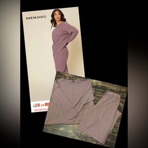 Cozy Ribbed Lounge Set in Dusty Mauve